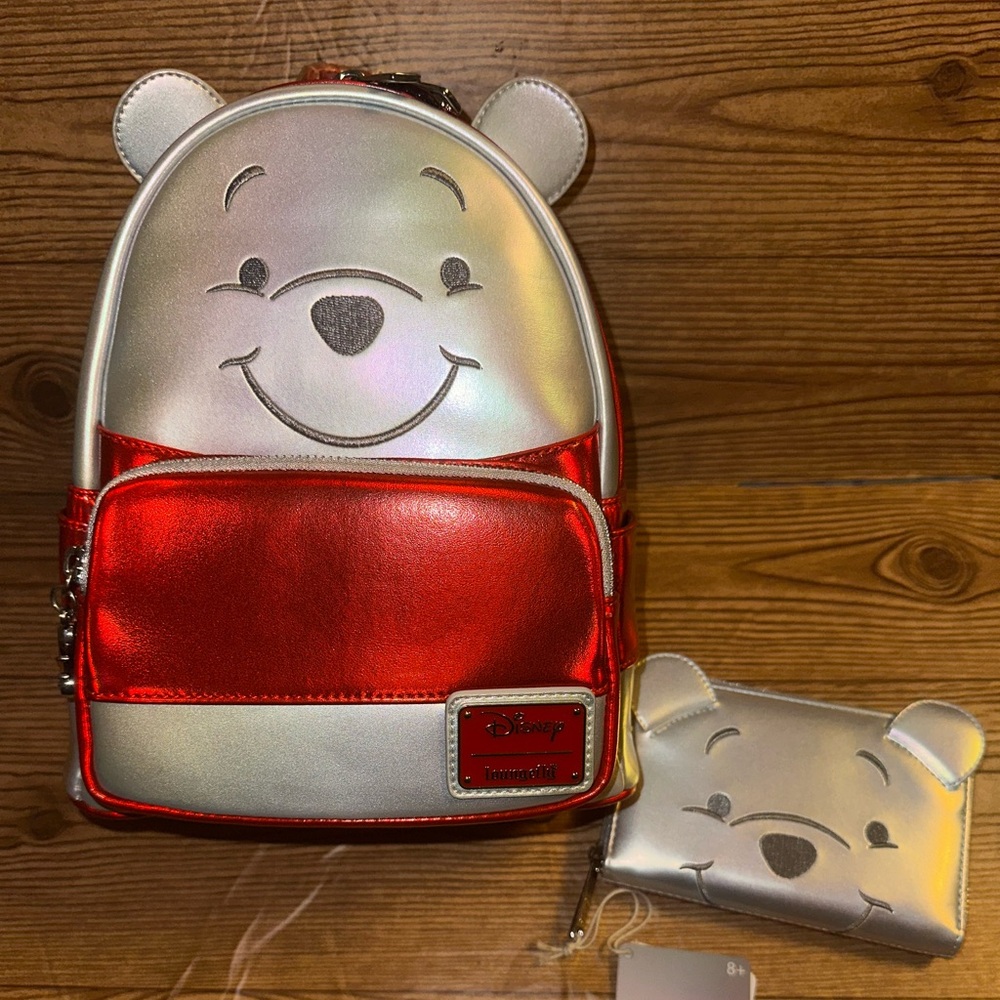 NWT! Loungefly Disney Winnie The Pooh 100th Anniversary Leather Backpack wallet